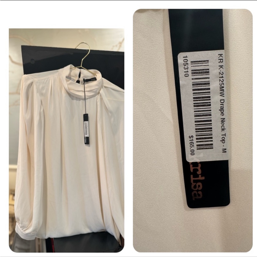Krisa Cream Drape Neck Top